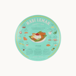 Hand-illustrated Nyonya Laksa recipe plate by NOM — a Peranakan-inspired Singapore souvenir on Avendi